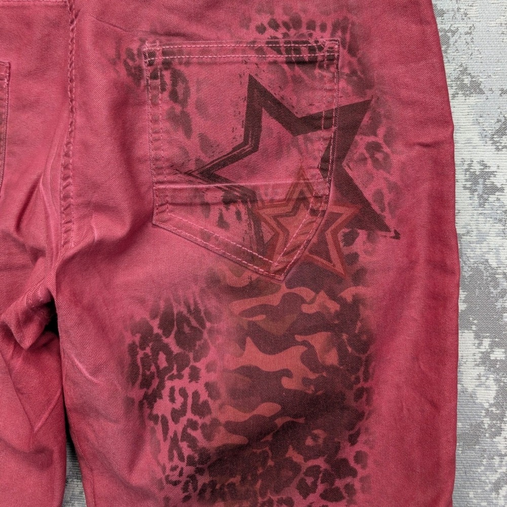 Gigi Moda Red Rock & Roll Graphic Print Button Fly Slim Pants Made in Italy XL - Picture 11 of 15